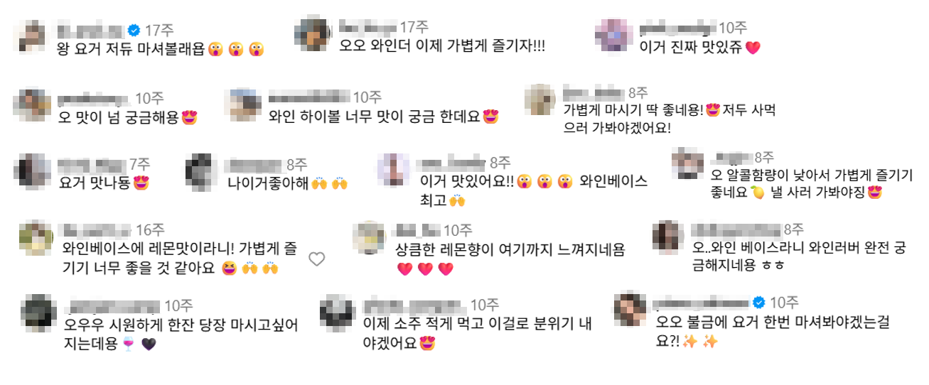 주류 브랜드 24/7 블라스트 인플루언서 마케팅 댓글 반응